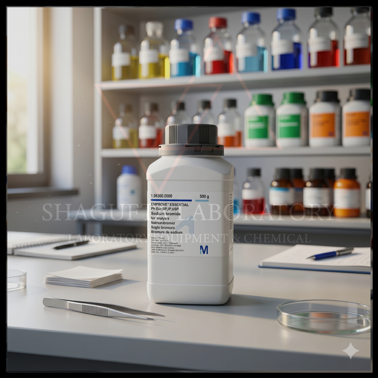 Sodium Bromide EMPROVEĀ® ESSENTIAL merupakan bahan kimia analytical dan pharmaceutical grade berkualitas tinggi untuk kebutuhan laboratorium, industri farmasi, quality control (QC), penelitian, dan aplikasi industri profesional.