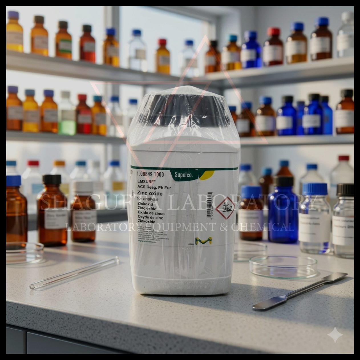 Supelco Zinc Oxide EMSURE ACS Reag. Ph Eur 108849 merupakan bahan kimia laboratorium analytical grade berkualitas tinggi untuk kebutuhan analisis laboratorium, preparasi reagen, quality control, penelitian, dan aplikasi industri. Cocok digunakan pada laboratorium kimia, farmasi, pendidikan, kosmetik, lingkungan, dan institusi penelitian profesional.