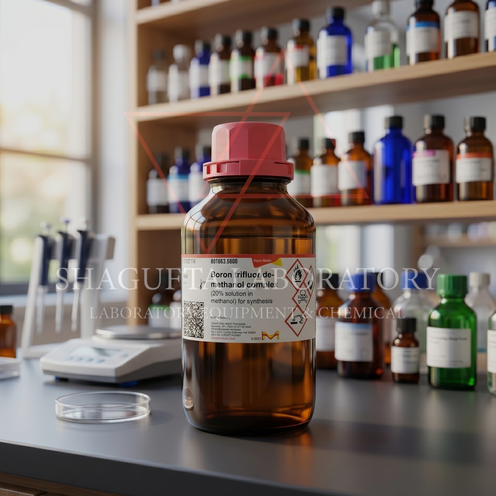Boron Trifluoride-Methanol Complex Sigma Aldrich kode 801663 merupakan reagen laboratorium berkualitas tinggi untuk kebutuhan sintesis organik, penelitian, katalisis, dan aplikasi kimia industri. Cocok digunakan pada laboratorium riset, QC, pendidikan, farmasi, dan institusi penelitian profesional.