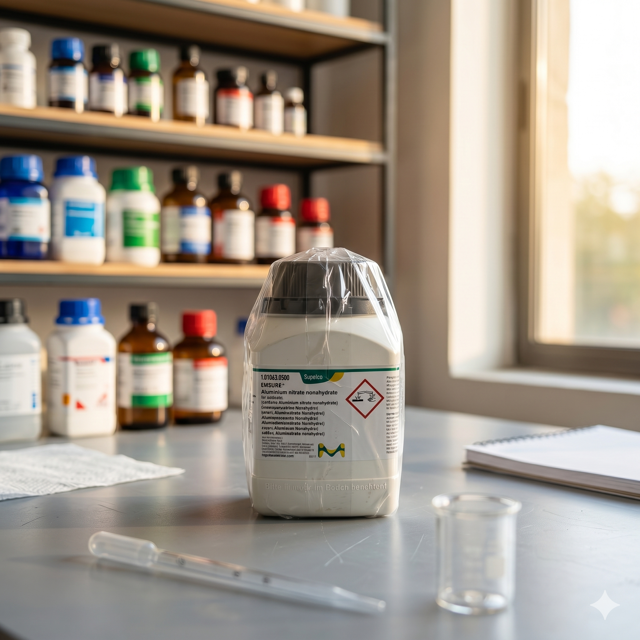 Aluminium Nitrate Nonahydrate EAluminium Nitrate Nonahydrate EMSURE® Merck 10106 – Reagen Kimia Laboratorium Original