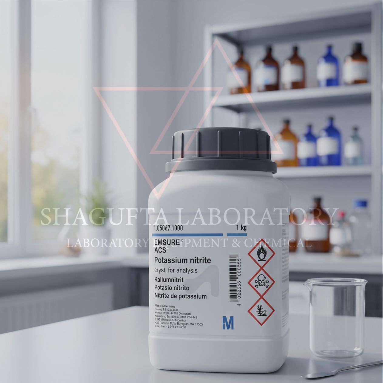Potassium Nitrite 1KG Katalog 105067 – Kalium Nitrit EMSURE® ACS / KNO₂ for Analysis | SHAGUFTA LABORATORY