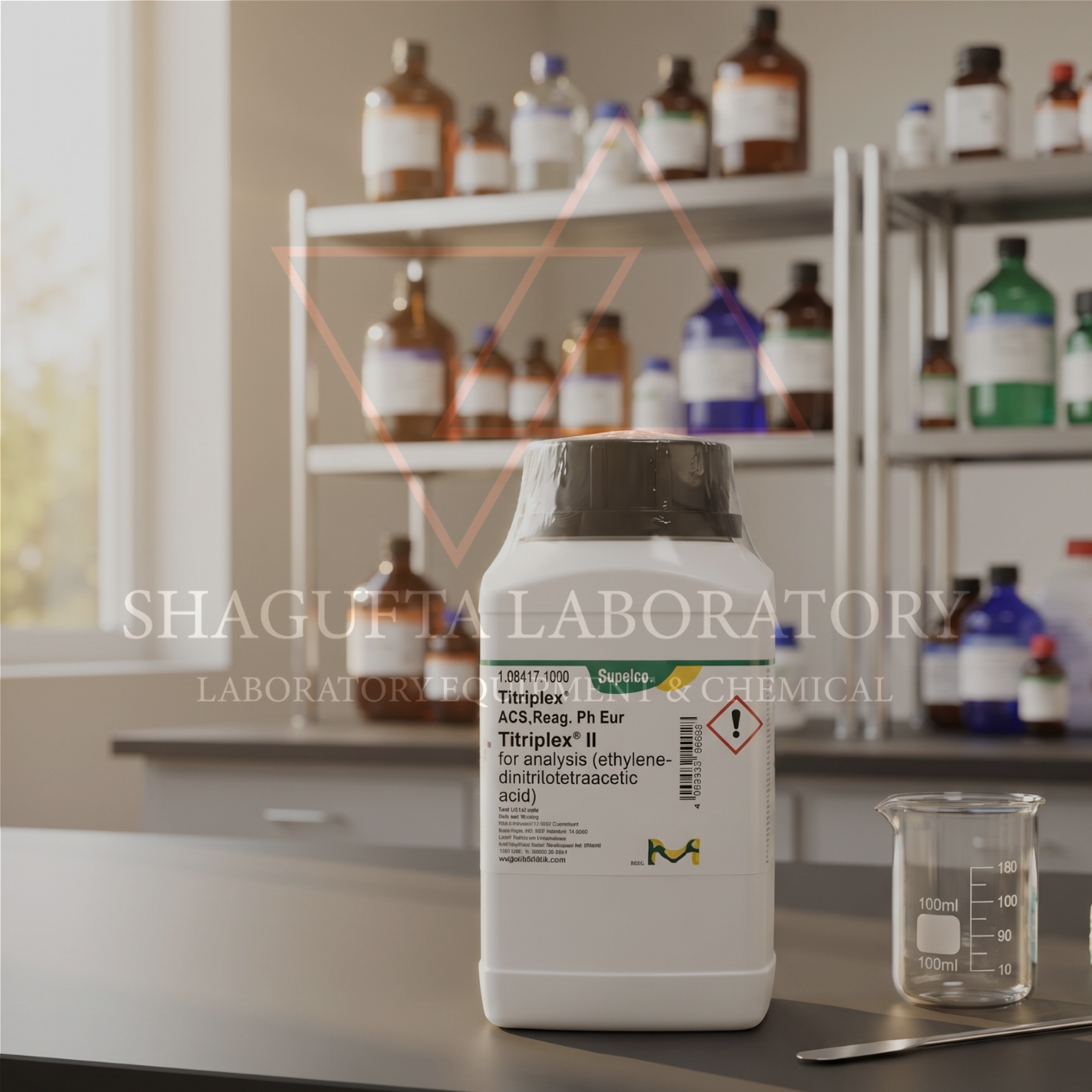 SHAGUFTA LABORATORY ACS Reag. Ph. Eur. 108417 – Titriplex® II / Ethylenedinitrilotetraacetic Acid (EDTA) / Edetic Acid 1 Kg
