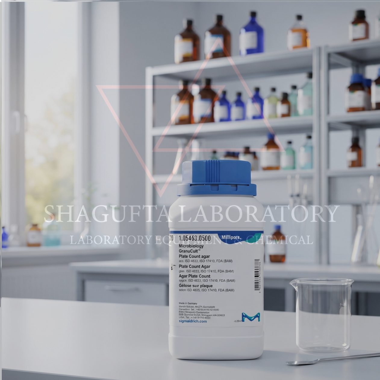 Plate Count Agar (PCA) 25GR Katalog 105463 – GranuCult® Prime ISO 4833, ISO 17410, FDA-BAM | SHAGUFTA LABORATORY (REPACK)